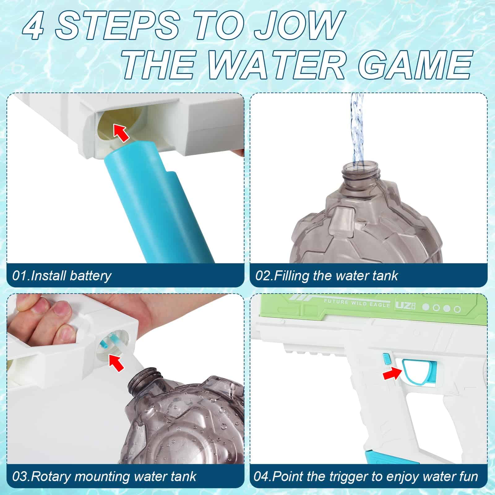 Pistola de Agua Eléctrica SYAMZZMS, Tanque -Verde - Imagen 7