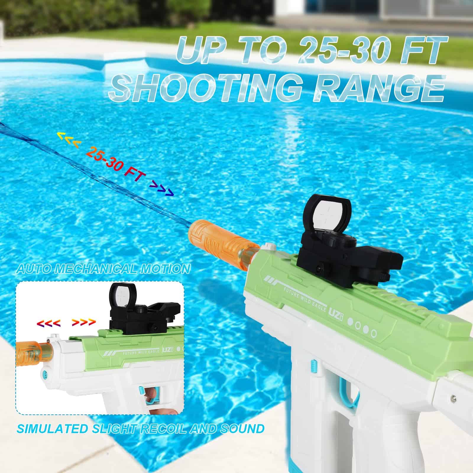 Pistola de Agua Eléctrica SYAMZZMS, Tanque -Verde - Imagen 4