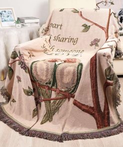 Manta de Tiro Boho U.EHome 100% Algodón Mantas -C-boho Bird