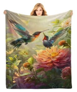 Manta de franela con estampado de colibríes de PINKBAY,