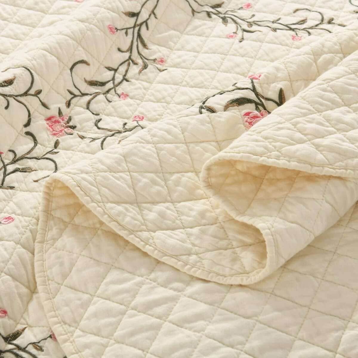 DDUOXIN Colcha de Cama con Bordado Floral Tamaño King - Imagen 7