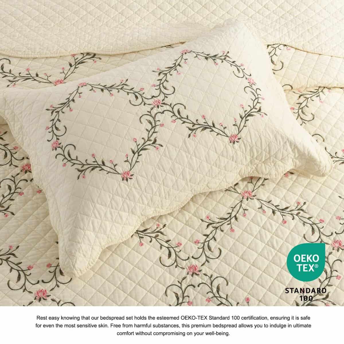 DDUOXIN Colcha de Cama con Bordado Floral Tamaño King - Imagen 5