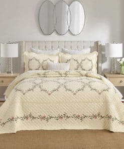 DDUOXIN Colcha de Cama con Bordado Floral Tamaño King