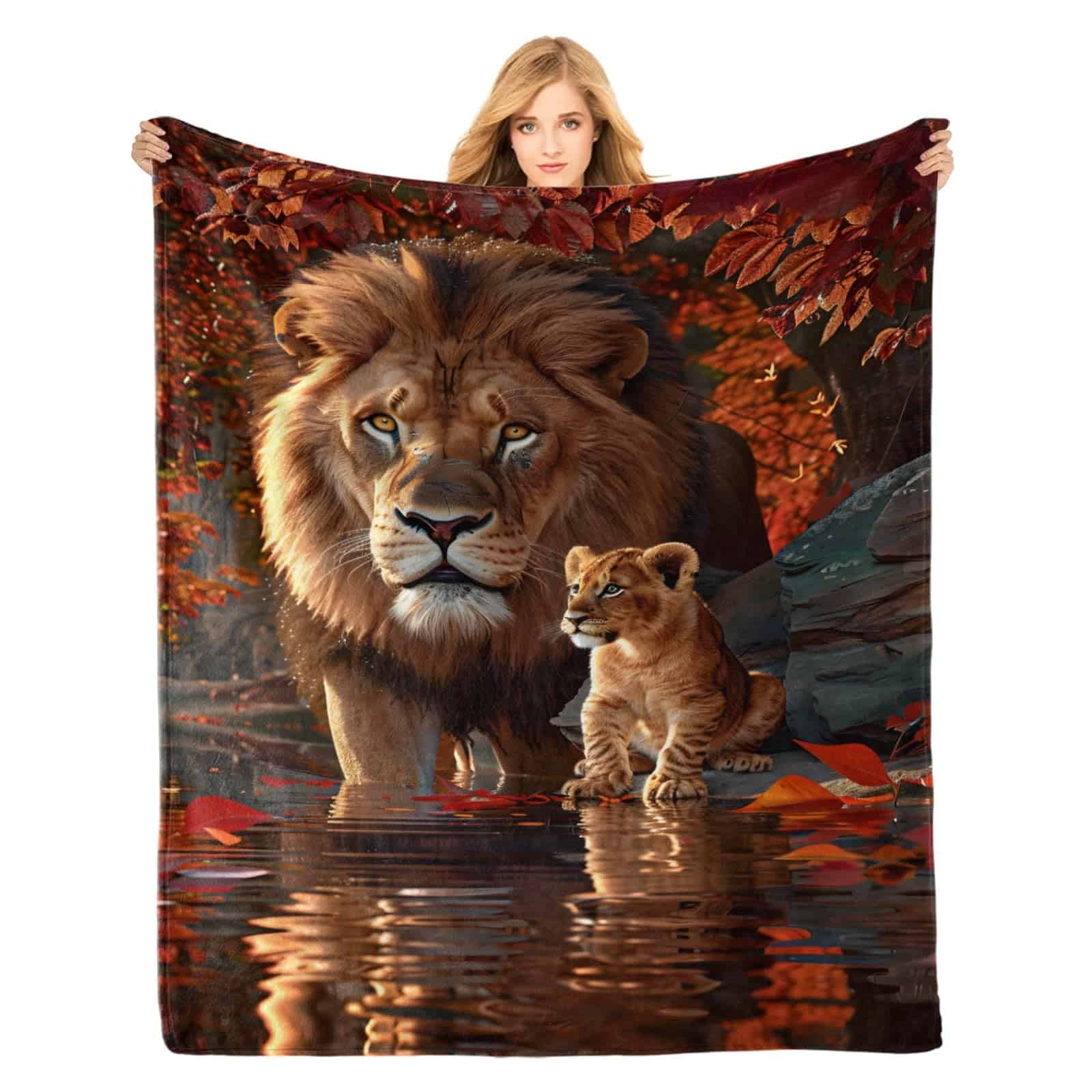 Manta de franela PINKBAY Lions, 50�60 pulgadas - Manta