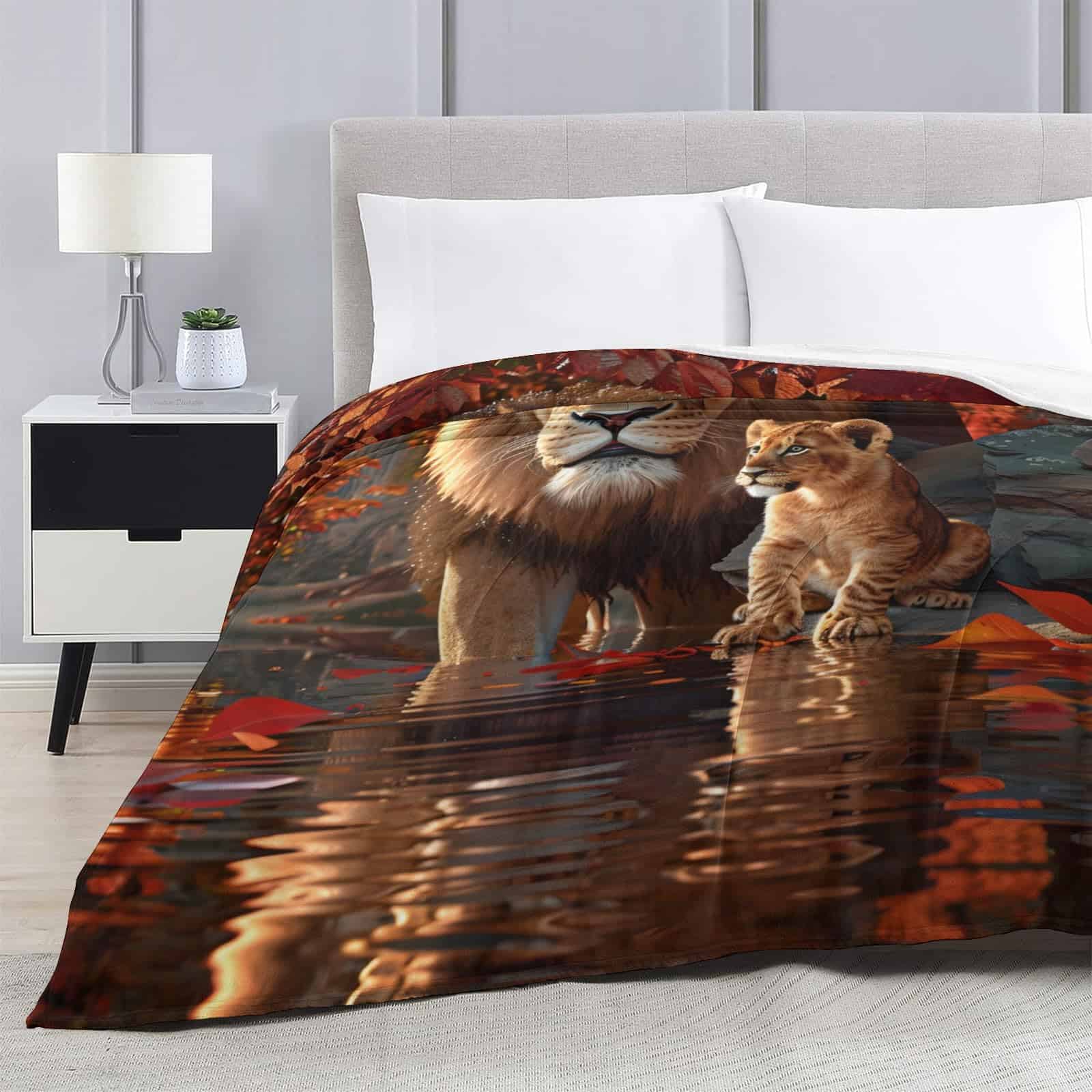 Manta de franela PINKBAY Lions, 50�60 pulgadas - Manta - Imagen 4