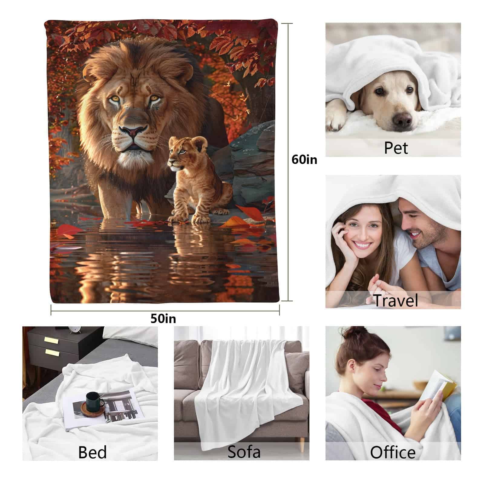 Manta de franela PINKBAY Lions, 50�60 pulgadas - Manta - Imagen 6