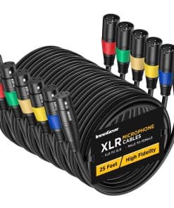 Cables de Micrófono XLR InnoGear, 25 Pies 6 Paquete Cobre