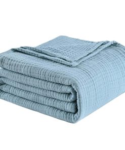 LAST MODA Manta de Muselina 100% Algodón -Azul Cielo