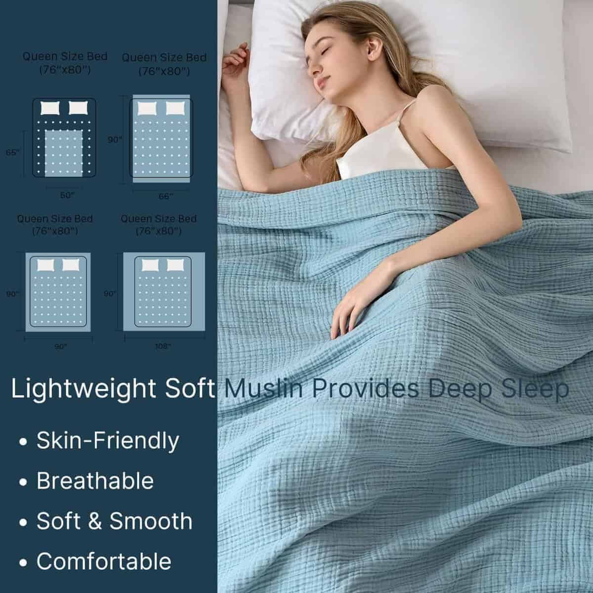 LAST MODA Manta de Muselina 100% Algodón 230x230 cm, Manta - Imagen 5