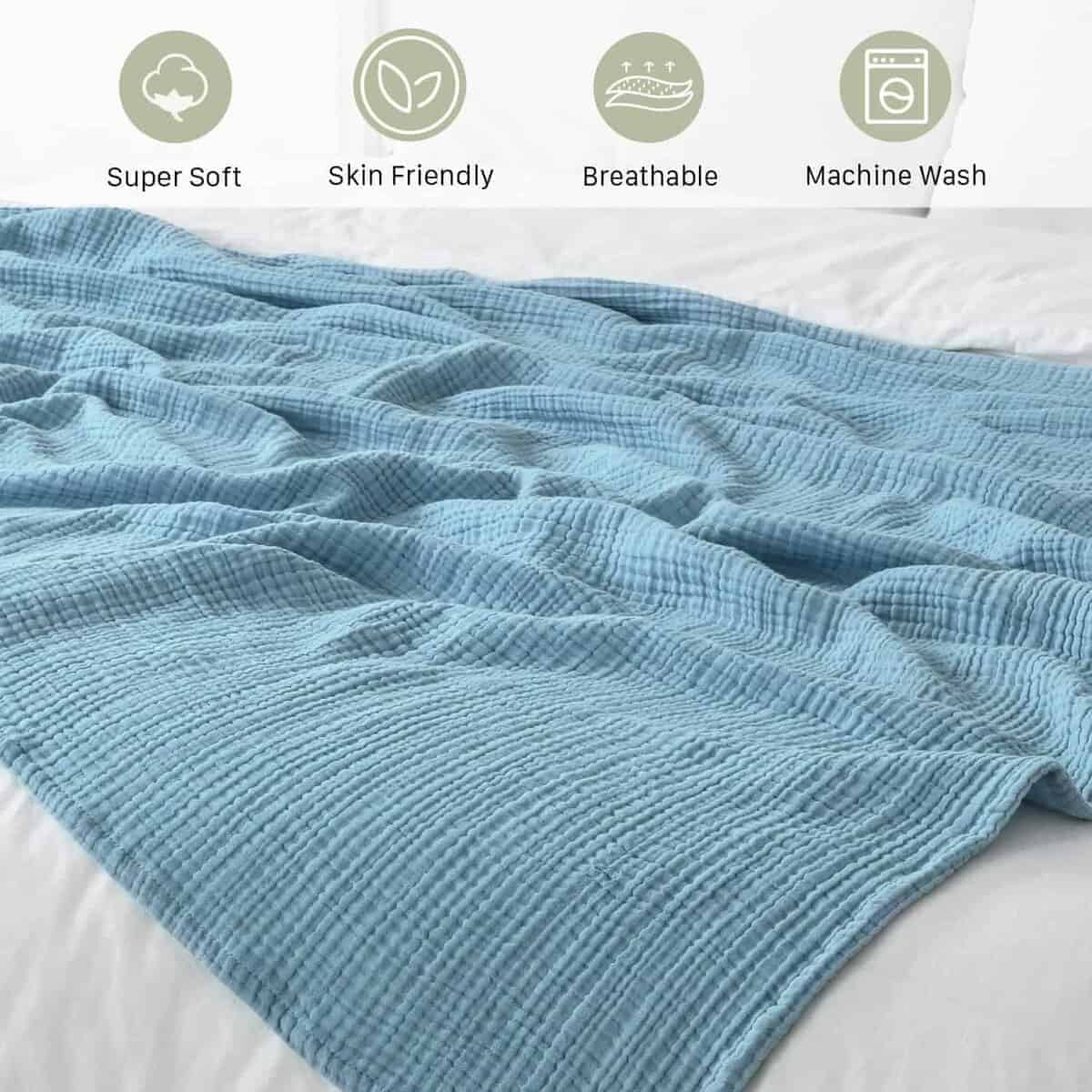 LAST MODA Manta de Muselina 100% Algodón 230x230 cm, Manta - Imagen 7