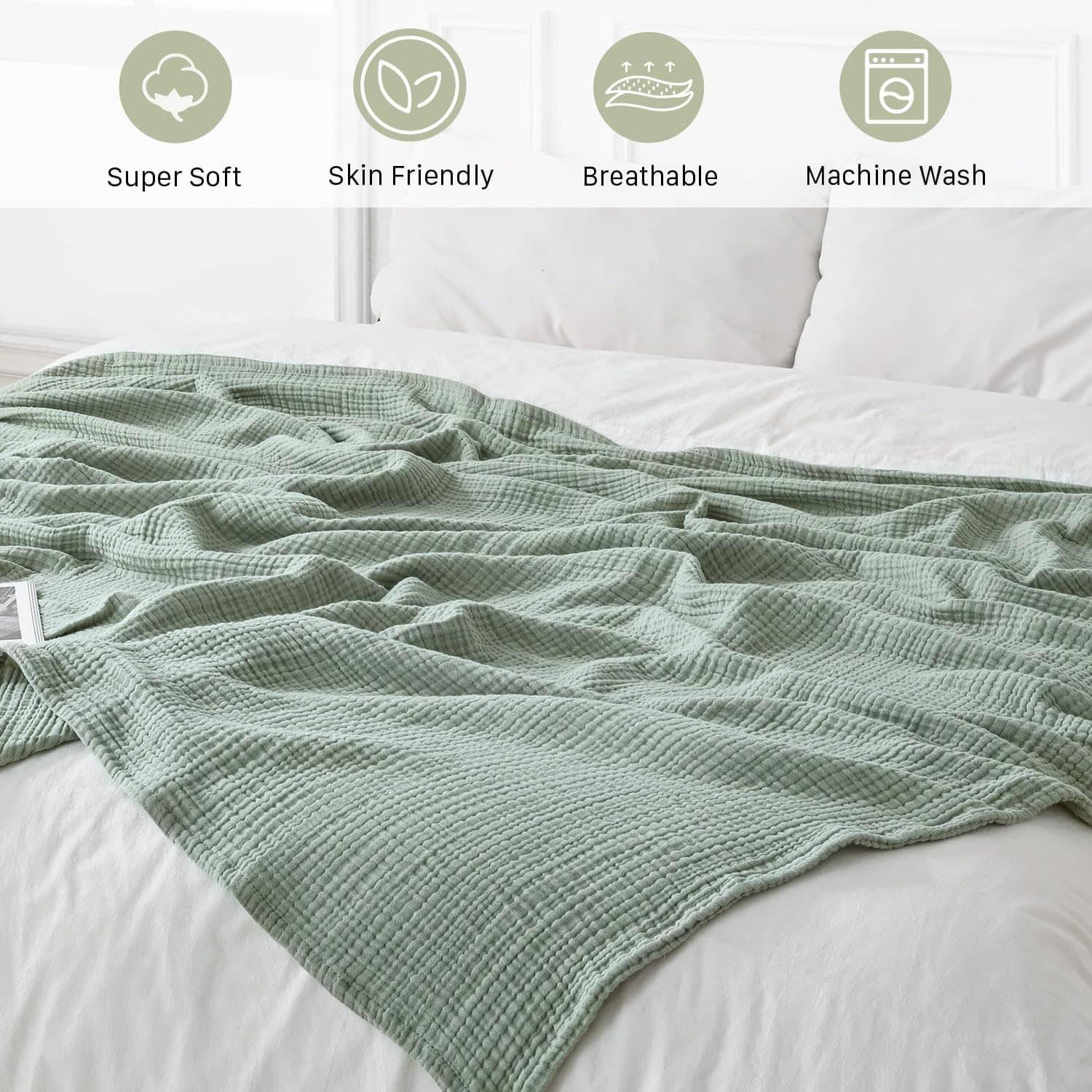 LAST MODA Manta de Muselina 100% Algodón 108”x90”, Manta de - Imagen 7