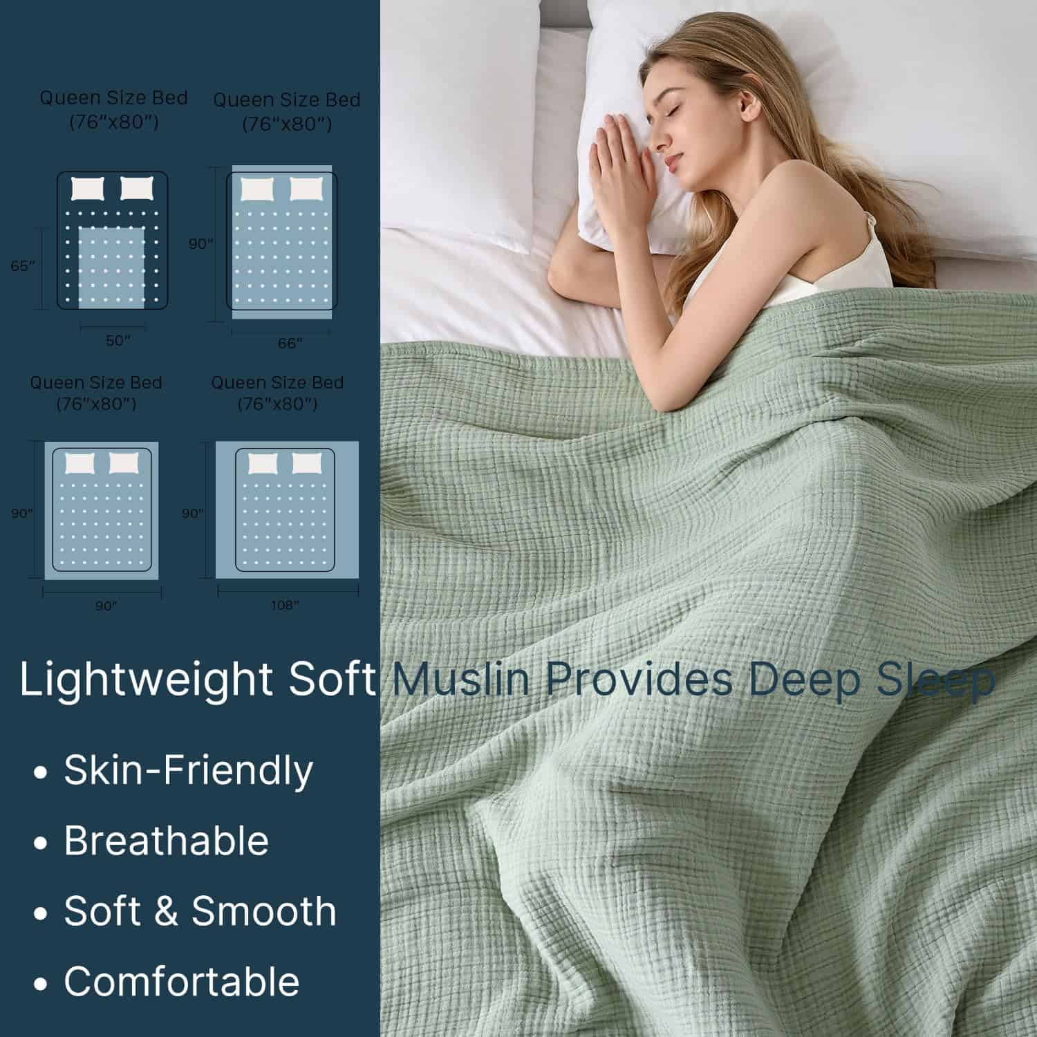 LAST MODA Manta de Muselina 100% Algodón 108”x90”, Manta de - Imagen 5