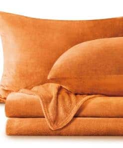 Juego de Sábanas de Franela para Cama Individual Naranja