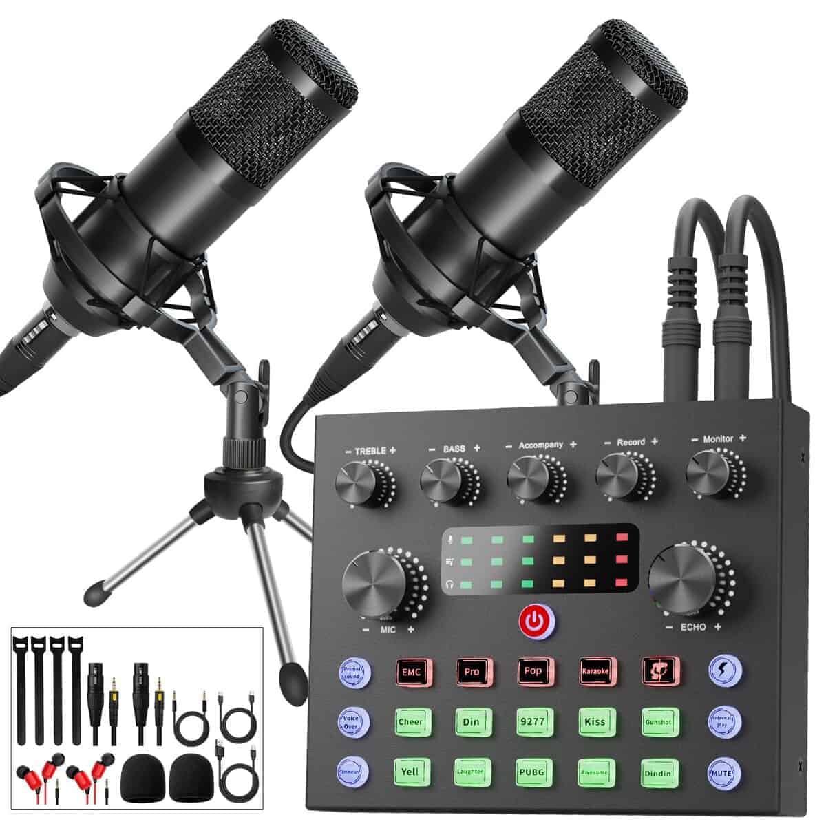 Paquete de Equipos de Podcast para 2 - Interfaz de Audio DJ