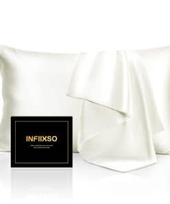 Funda de Almohada de Seda de Morera INFIIXSO -Crema