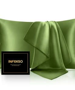Funda de Almohada de Seda Mulberry INFIIXSO -Verde Cedro