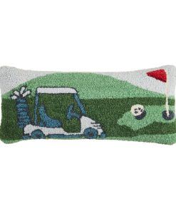 Cojín de Lana Enganchado Escena de Golf Mud Pie; 8" X 18"