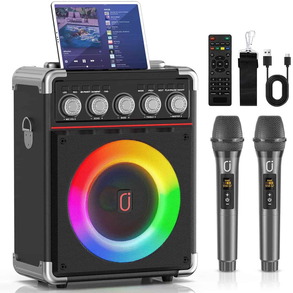 Máquina de Karaoke HWWR, Altavoz Portátil Bluetooth 5.0 con