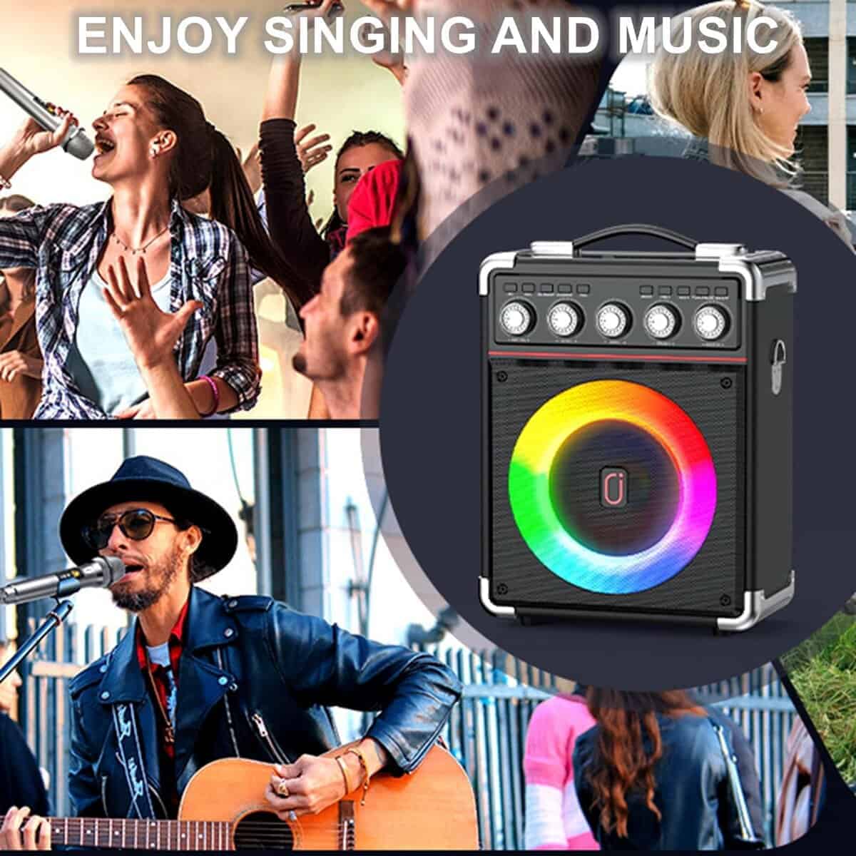 Máquina de Karaoke HWWR, Altavoz Portátil Bluetooth 5.0 con - Imagen 7