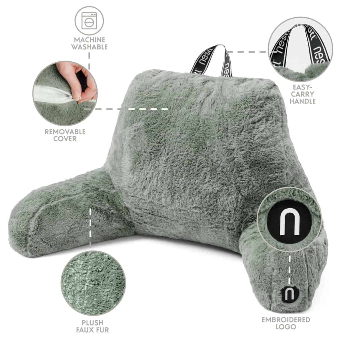 Almohada de Lectura Nestl Fur, Elegante Almohada de - Imagen 5