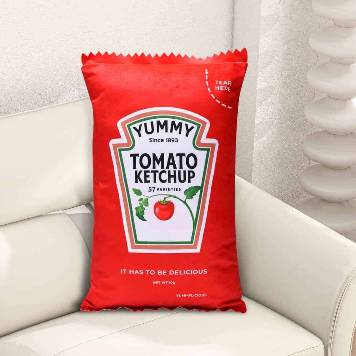Almohada de Ketchup Premium - 20"x12" Regalo de Salsa de