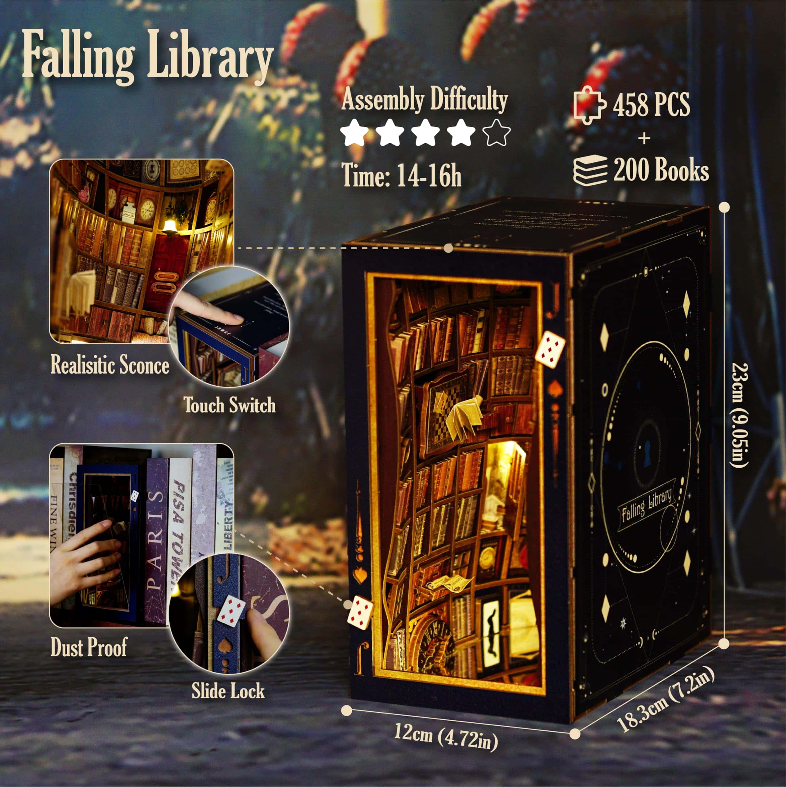 JOOHOUR DIY Kit de Librero, Caída de la Biblioteca, - Imagen 4