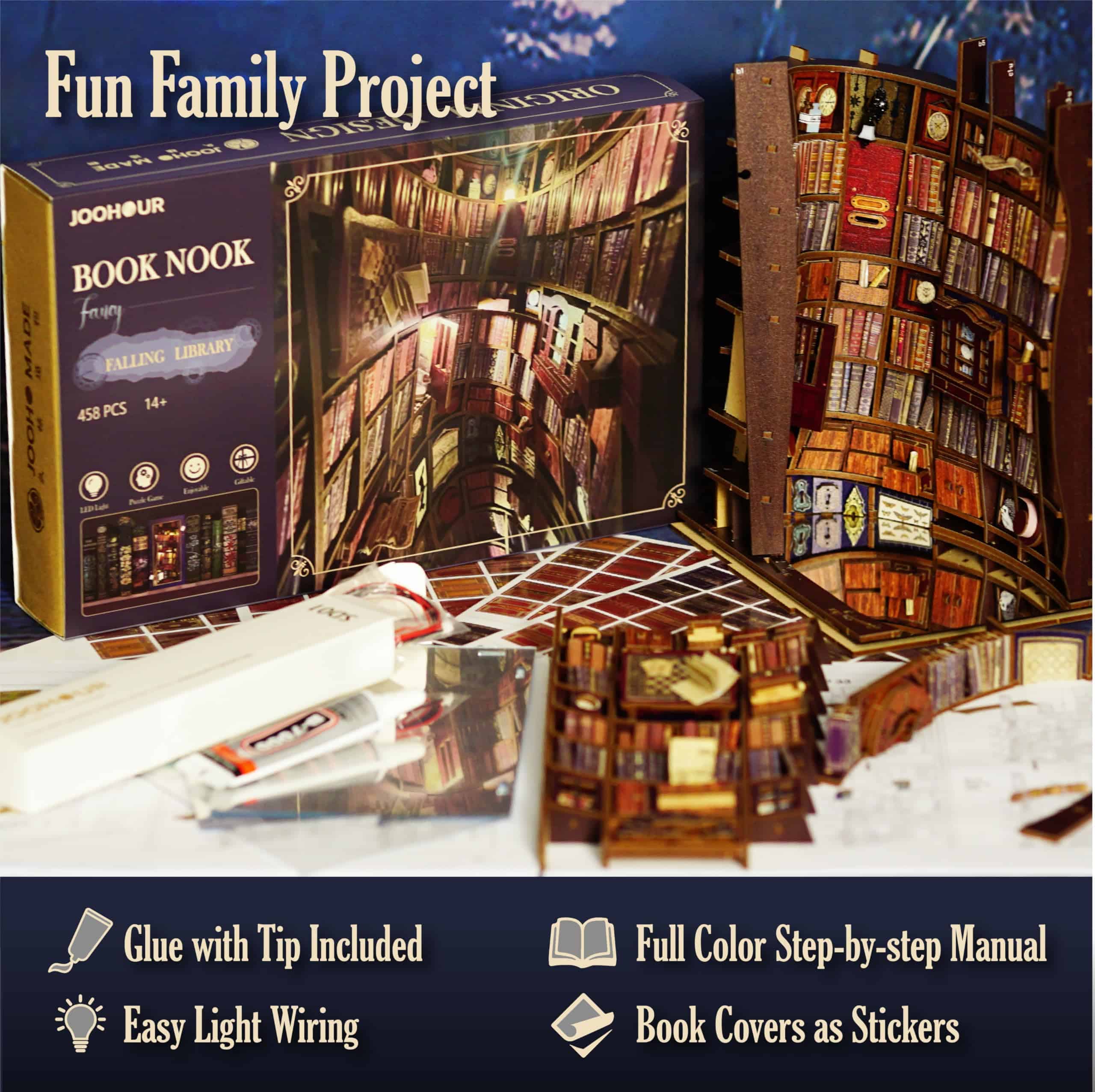 JOOHOUR DIY Kit de Librero, Caída de la Biblioteca, - Imagen 7