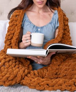 SAMIAH LUXE Manta de Punto Grueso Naranja 50x70, Manta de