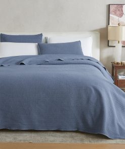 Set de Edredón Talla King Azul de Great Bay Home. Lavado a