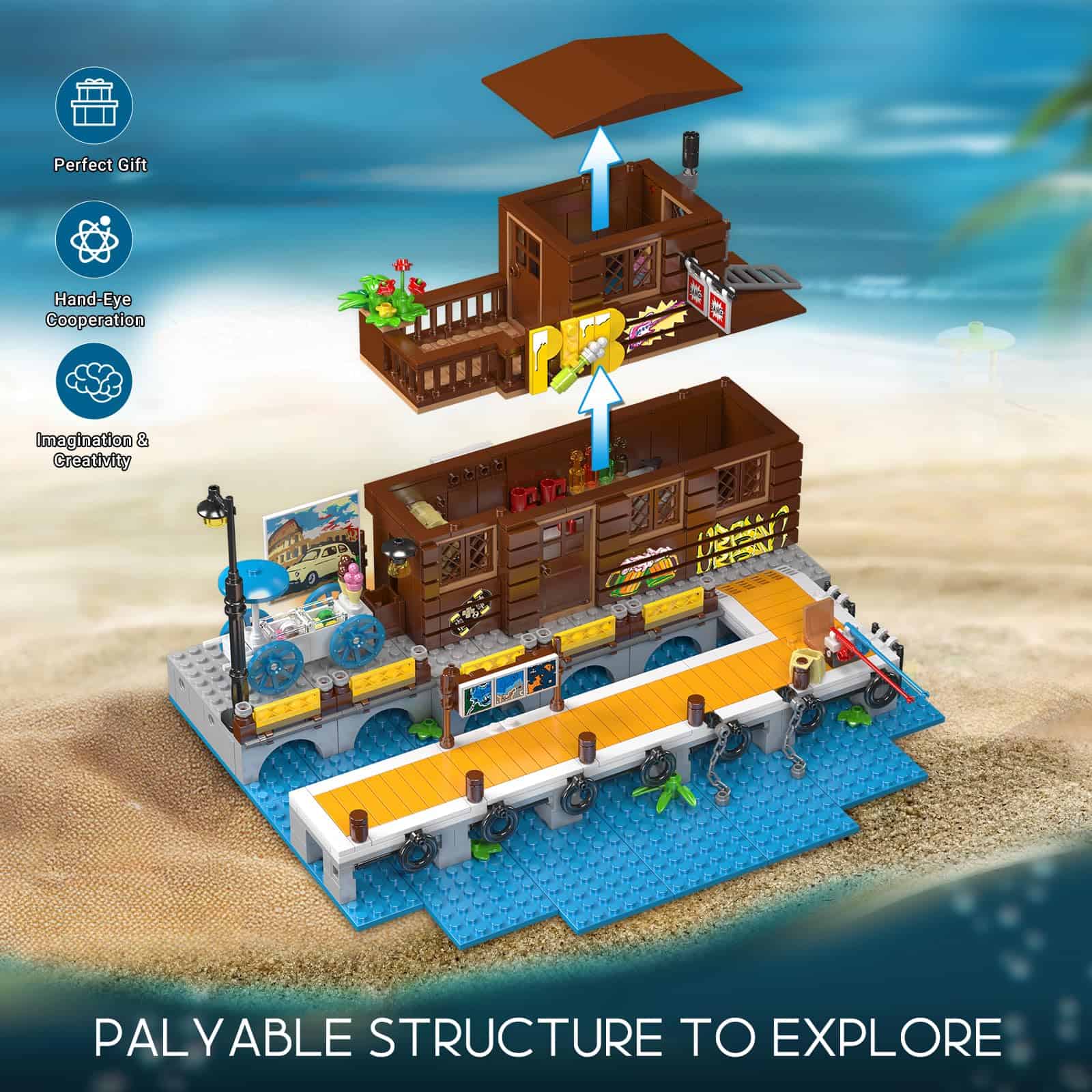 Mould King 10108 Juego de construcción de taberna en el - Imagen 4