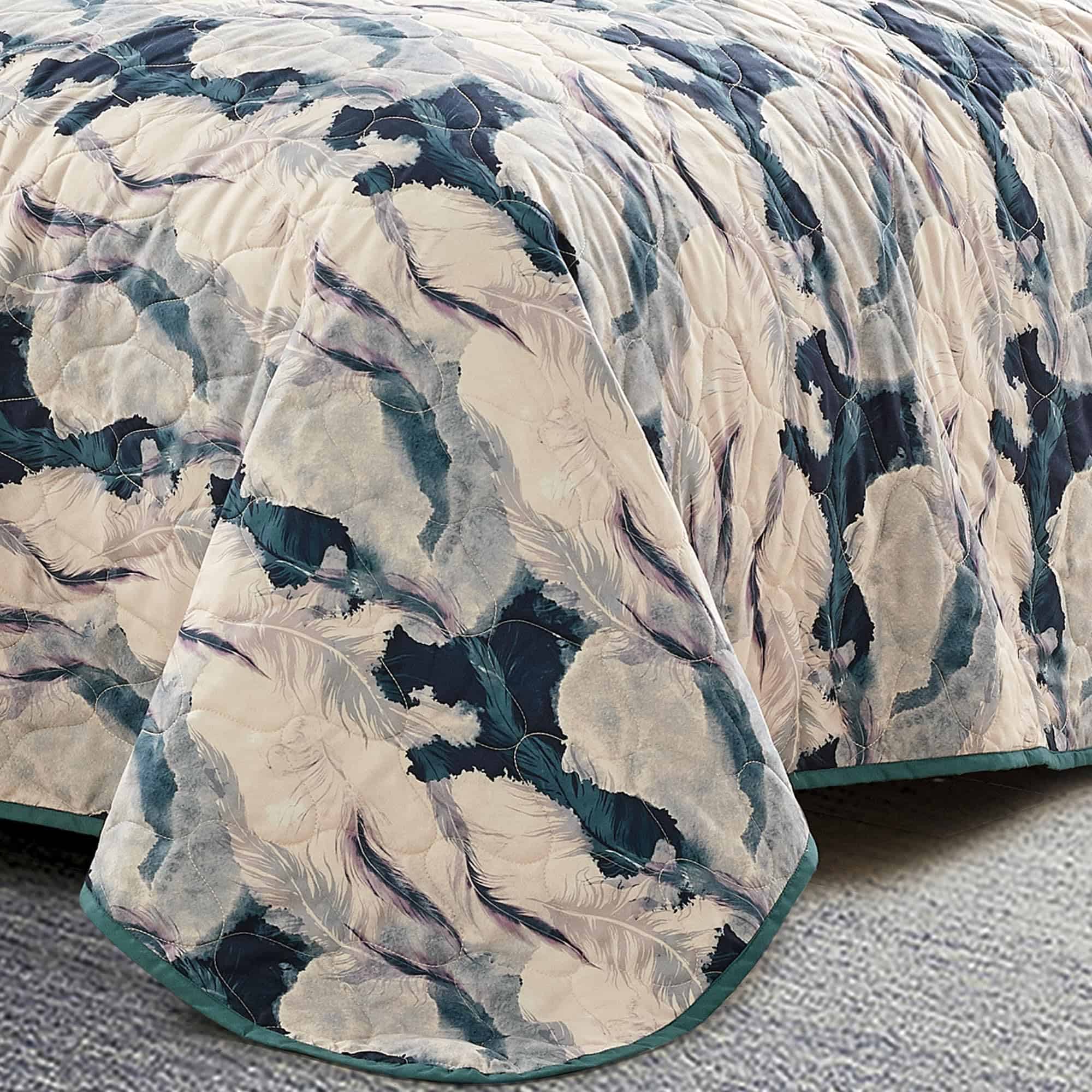 Colcha Abstracta Floral Rosa y Verde ESCA con 2 Fundas de - Imagen 6