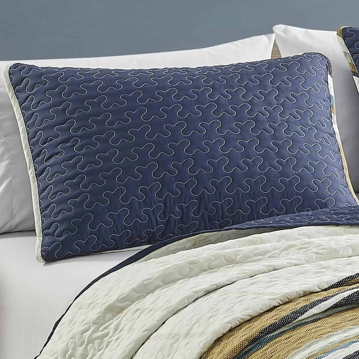 Colcha a rayas verde ESQCA con 2 fundas de almohada - - Imagen 3