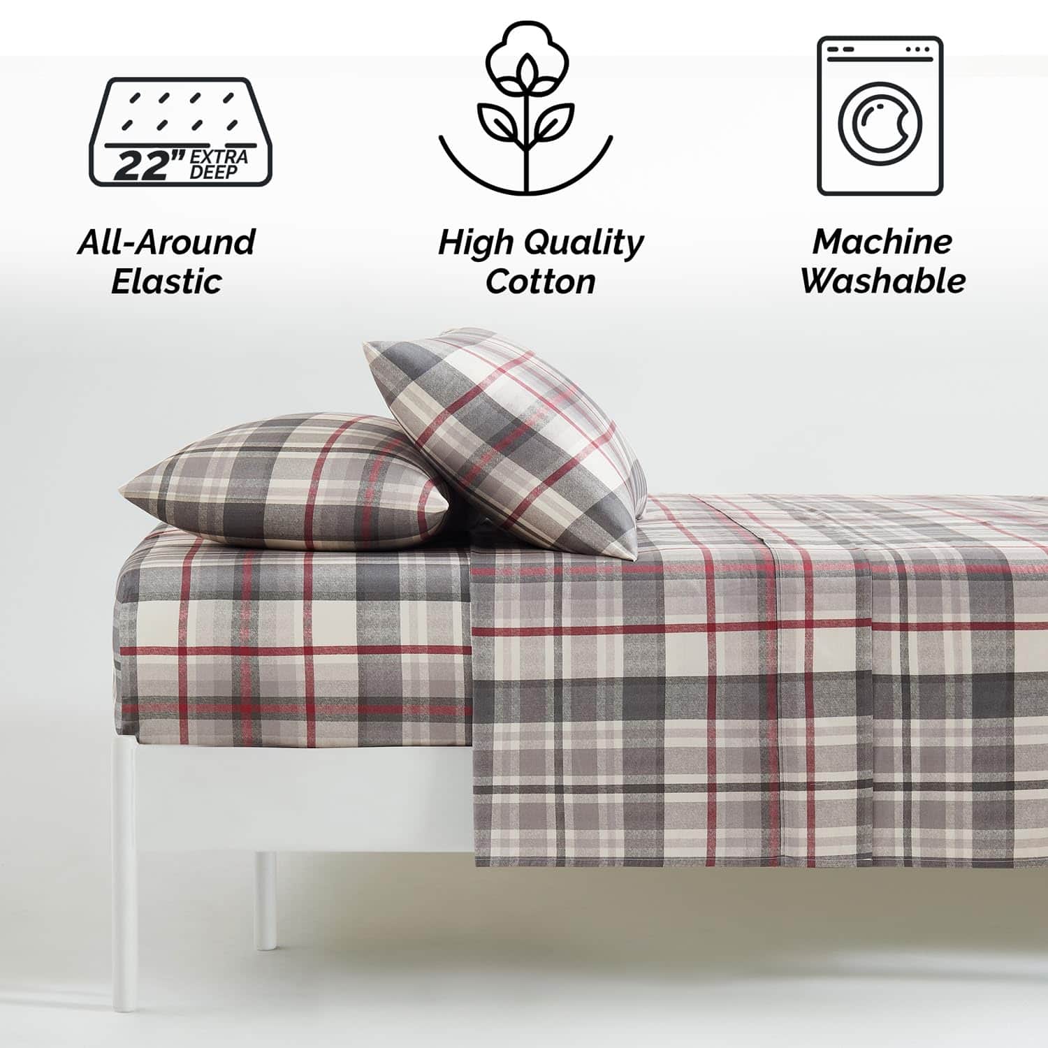 Juego de Sábanas de Algodón 100% con Bolsillo Profundo para - Imagen 3