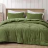 Juego de edredón Chezmoi Collection Breeze de 3 -Verde Oliva