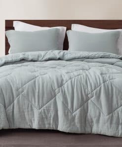 Juego de Edredón Chezmoi Collection Skye 3 -Azul Claro Gris