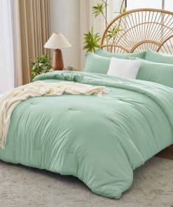 Set de edredón Queen Sage Green, 7 Piezas Juego de Cama