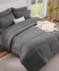 Juego de Edredón Queen Cosy moment Gris Oscuro, 7 Piezas