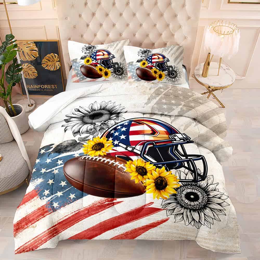 Edredón Estampado de Fútbol Americano DYcolor, 3 piezas
