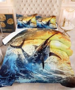 Edredón estampado de Marlin Swordfish, 3 piezas Juego de