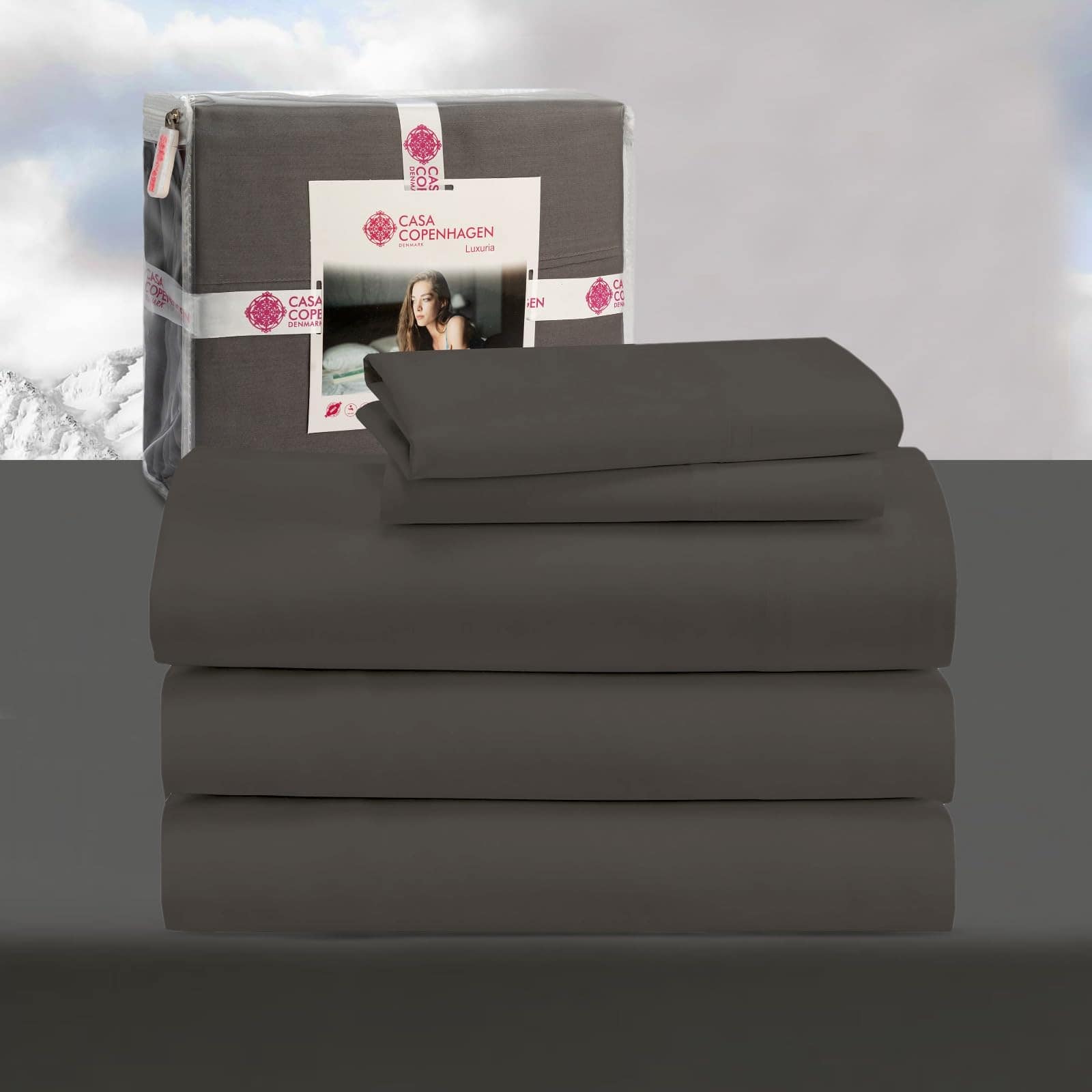 Juego de Sábanas CASA COPENHAGEN� Luxuria -Gris Oscuro