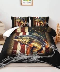 Edredón estampado DYcolor Big Pike Fish, 3 piezas Juego de