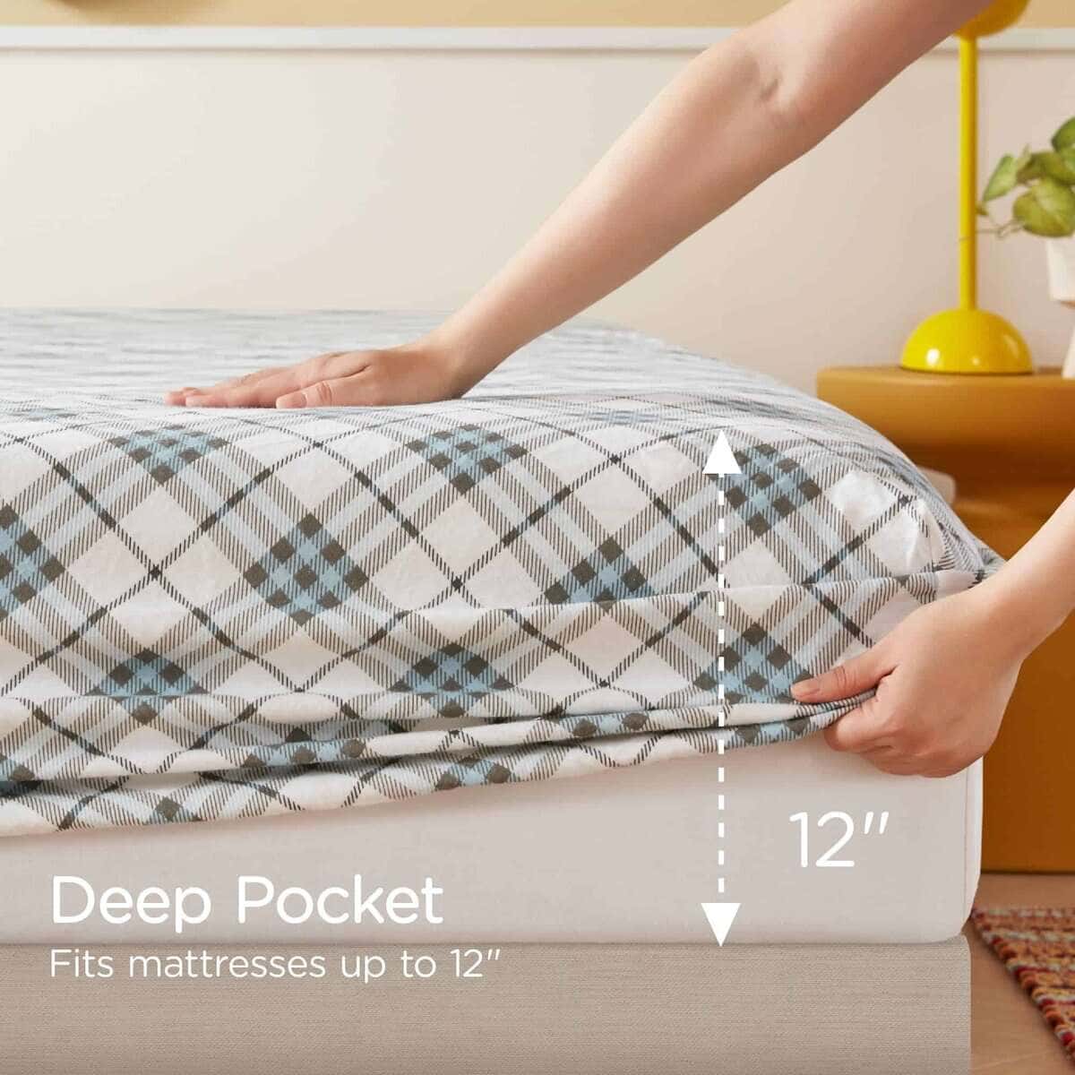 Juego de Sábanas de Franela Codi Tamaño -Azul Cuadros - Imagen 7