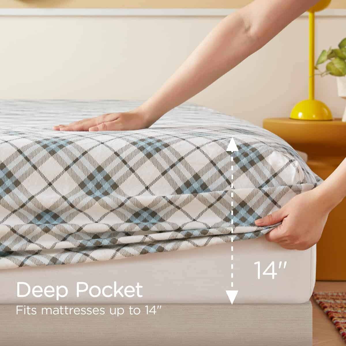 Juego de Sábanas de Franela Codi Queen -Azul a Cuadros - Imagen 7