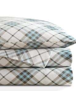 Juego de Sábanas de Franela Codi Queen -Azul a Cuadros