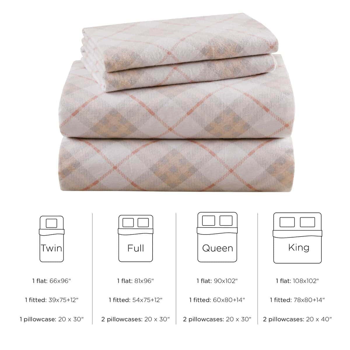 Juego de Sábanas de Franela Codi Tamaño -Rosa a Cuadros - Imagen 9