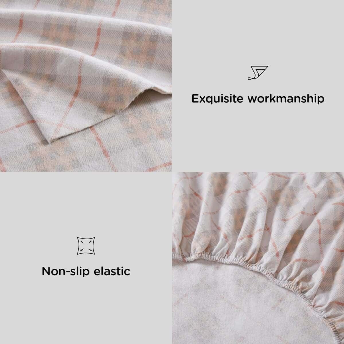 Juego de Sábanas de Franela Codi Tamaño -Rosa a Cuadros - Imagen 5