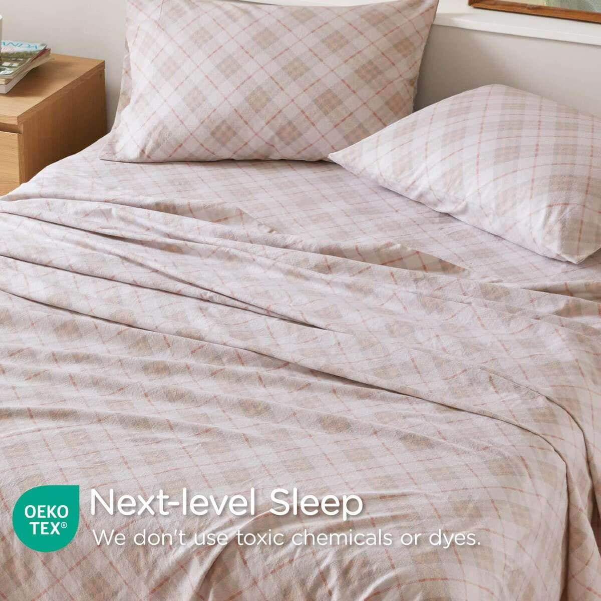 Juego de Sábanas de Franela Codi Tamaño -Rosa a Cuadros - Imagen 6