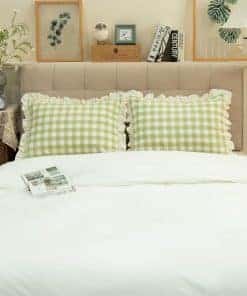 Juego de 2 Fundas de Almohada GLORY SEASON de -Verde a Cuadr