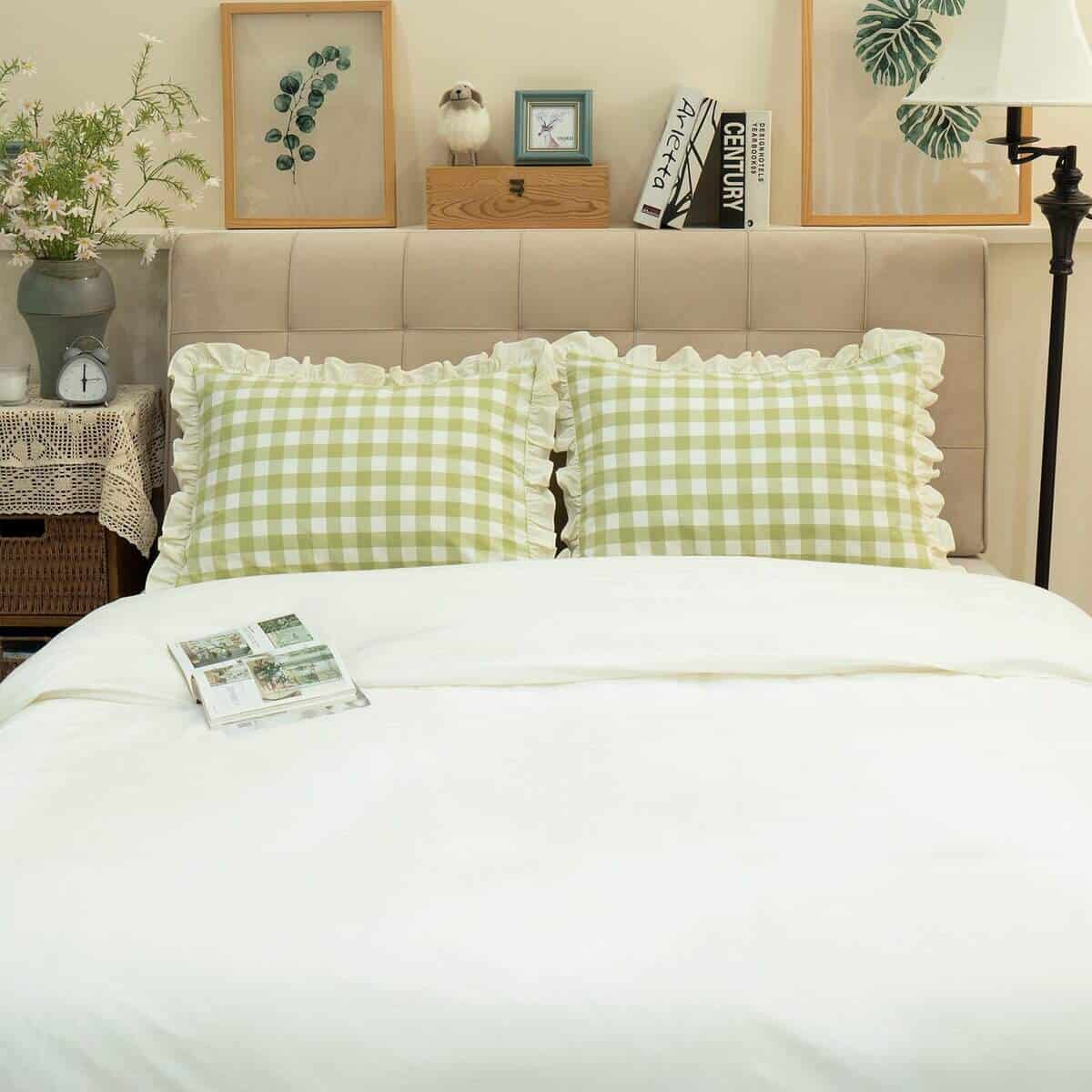 Juego de 2 Fundas de Almohada GLORY SEASON de -Verde a Cuadr