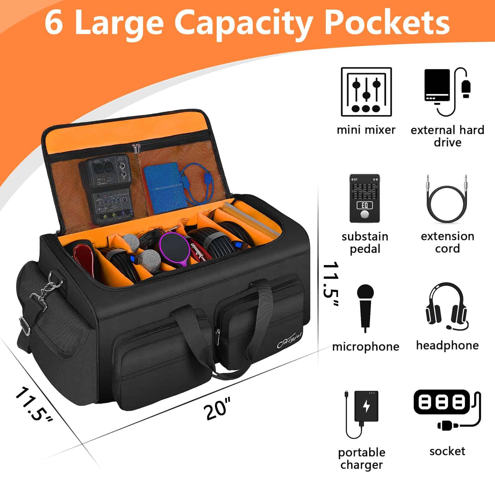 Bolso de Cable de DJ de Gran Capacidad SNIGJAT con 6 - Imagen 4